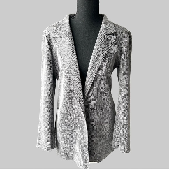 Solitaire Faux Snakeskin Leather Open Front Blazer - Picture 1 of 13